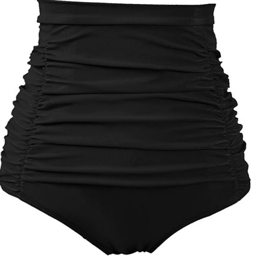 COCOPEAR Women's Ruched High Waisted Bikini Bottom Retro Vintage Swim